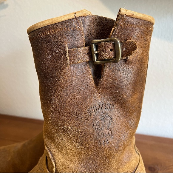 VTG Chippewa Brown Bomber Jacket Suede Engineer Boots Mens 11D Made USA 27911 - Picture 4 of 13